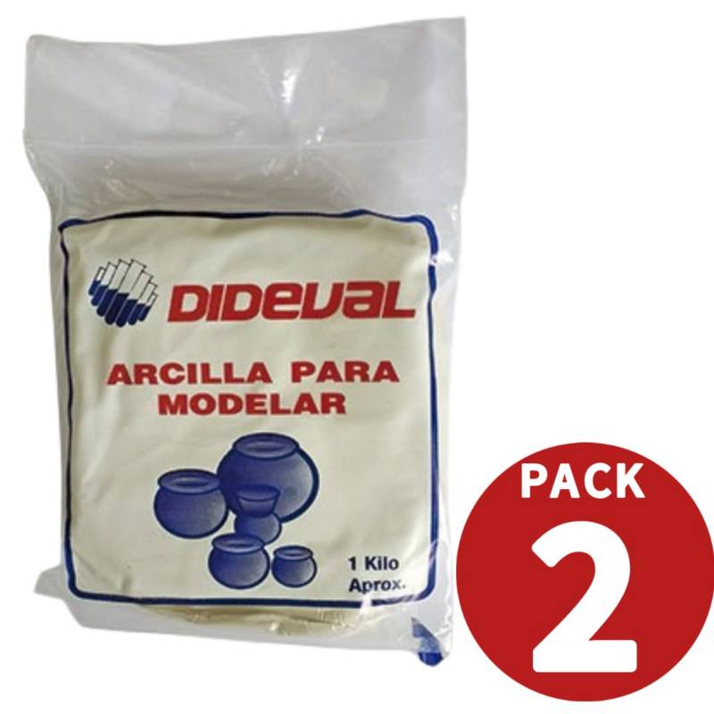 GENERICO Arcilla Para Moldear Blanca 1 Kg Dideval Pack 2 Unidades