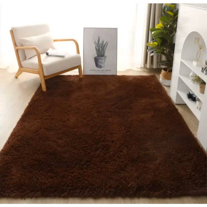 Generico Alfombra Peludas Tipo Shaggy 200cm X 300cm Café