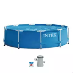 INTEX - Piscina Estructural Redonda Metal Frame Con Filtro INTEX 28202NP
