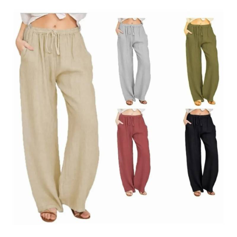 GENERICA Pack 12 Pantalones Casuale Suelto De Bamboo Y Lino Para Mujer. |  