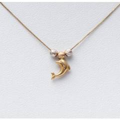 LA GARZA - Collar Mujer Oro Amarillo 18 kts Delfin Oro Blanco