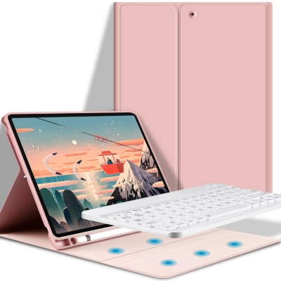 Estuche teclado ipad pro 11 con espacio de lápiz palo de rosa GENERICO