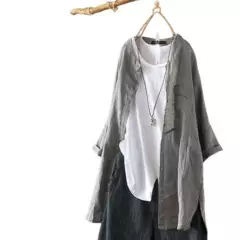 ZANZEA - Blusa larga holgada con bolsillos y cuello mao.