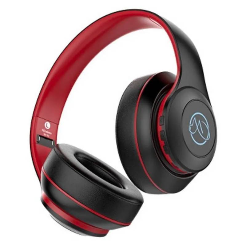 GENERICO - Audífonos Bluetooth Led Rgb ROjo Negro con rojo Con Micrófono