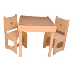 MPA DECOHOGAR - Mesa de luz didactica para niños con 2 sillas