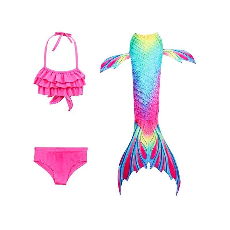 Niña 3 Piezas Bikini Traje De Baño Diseño Cola Sirena