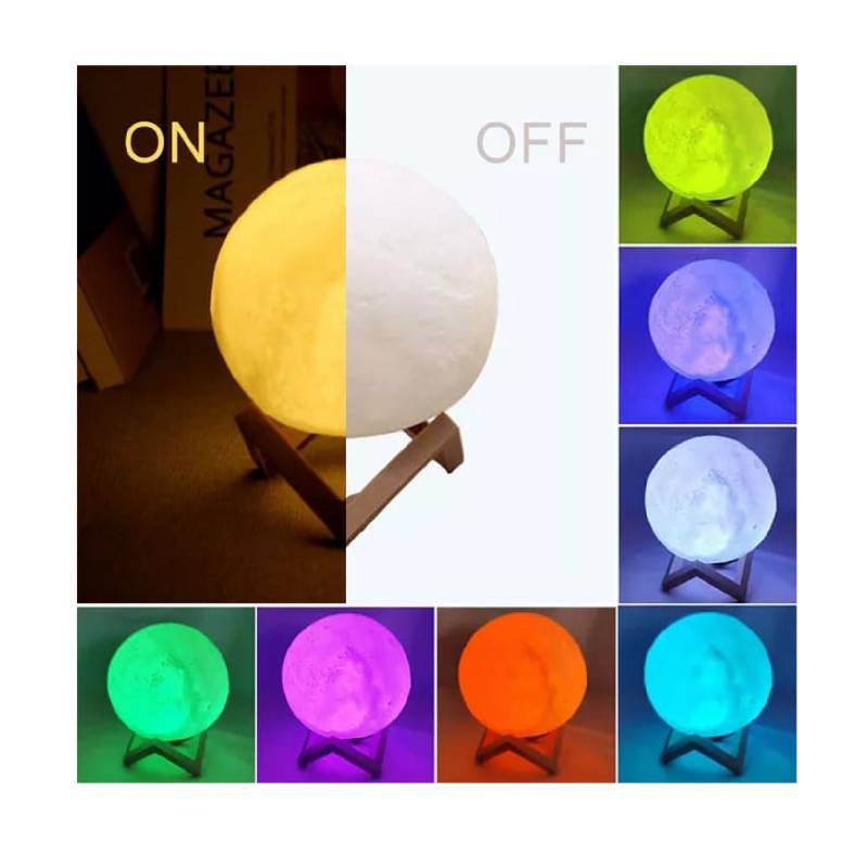 UNIVERSAL Lampara Luna 7 Colores Touch, para mesa o escritorio, decorativo