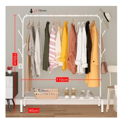 Rack Perchero Blanco Metalico Closet Exhibicion