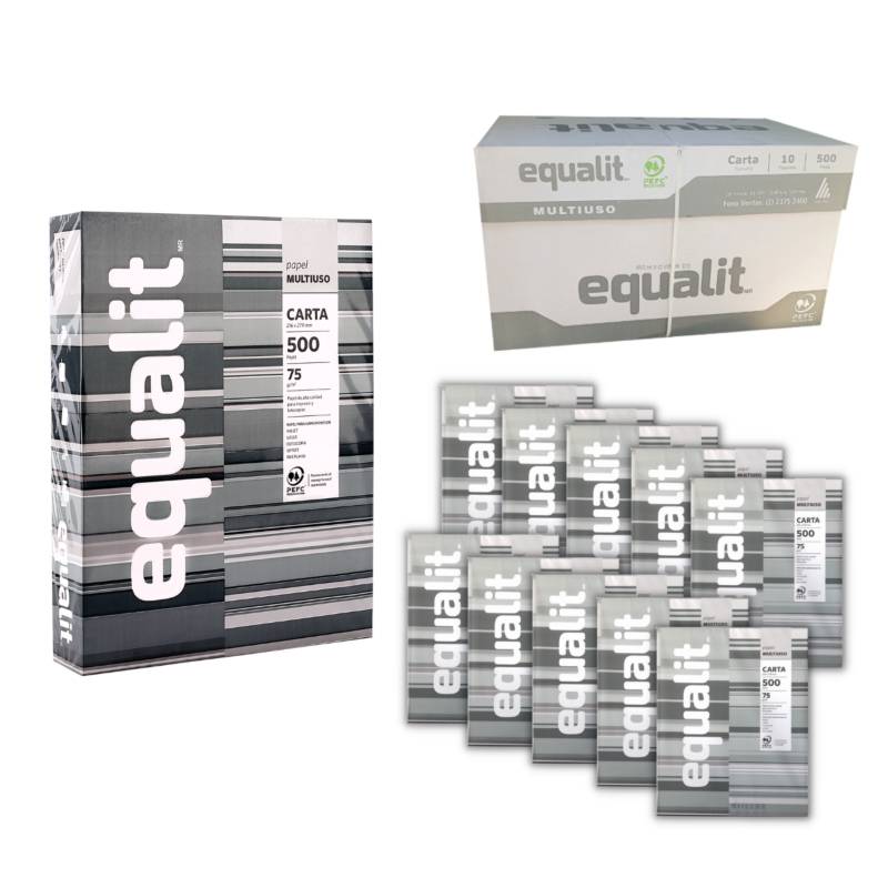 EQUALIT - Pack 10 Resma Carta 500 Hojas Equalit