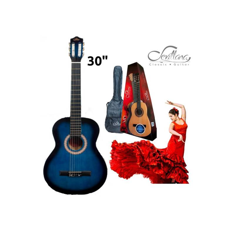 SEVILLANA - Guitarra clásica 30 Especial Para Niños Azul