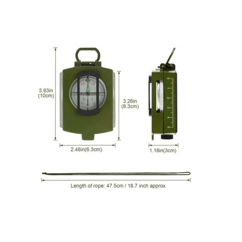ESHOPANGIE Brújula Militar Luminosa Multifunción Con Inclinómetro Ip65