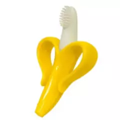 GENERICO - Mordedor De Silicona Con Cepillo Para Bebé Banana Amarillo