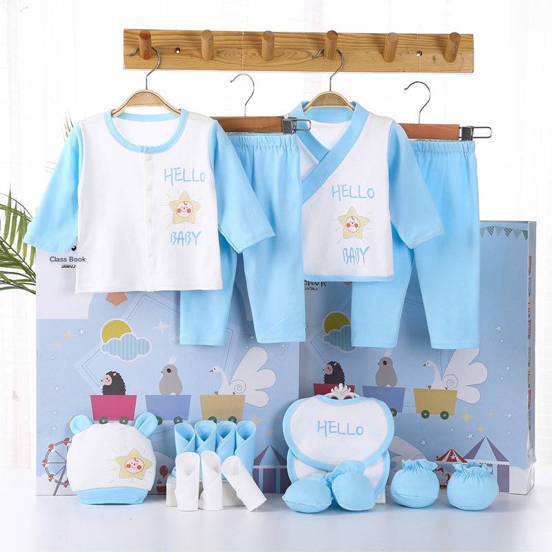 Conjunto de regalo de 18 piezas para recién nacido, ropa de bebé prematuro  para bebés de 0 a 3 meses, Azul
