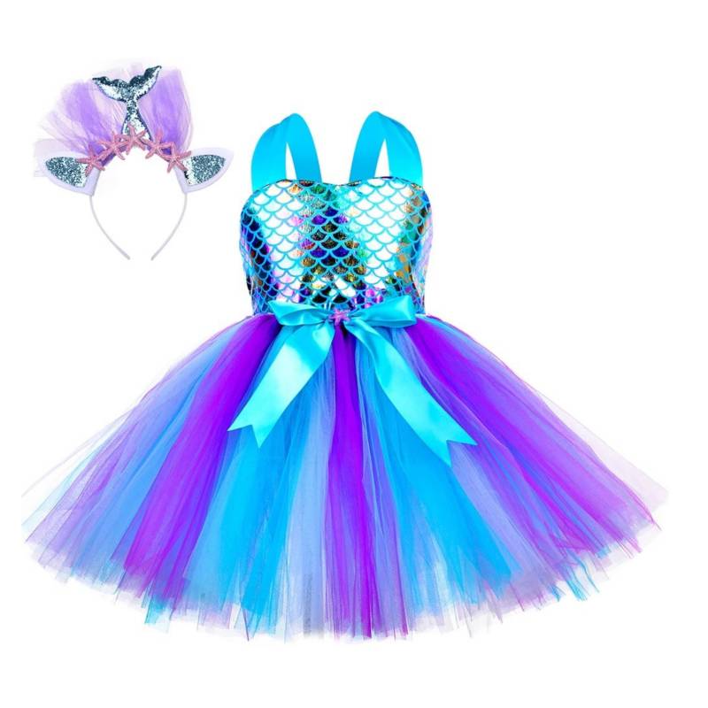 Disfraz tutu Sirenita azul o rosa para niñas de 3 a 6 años
