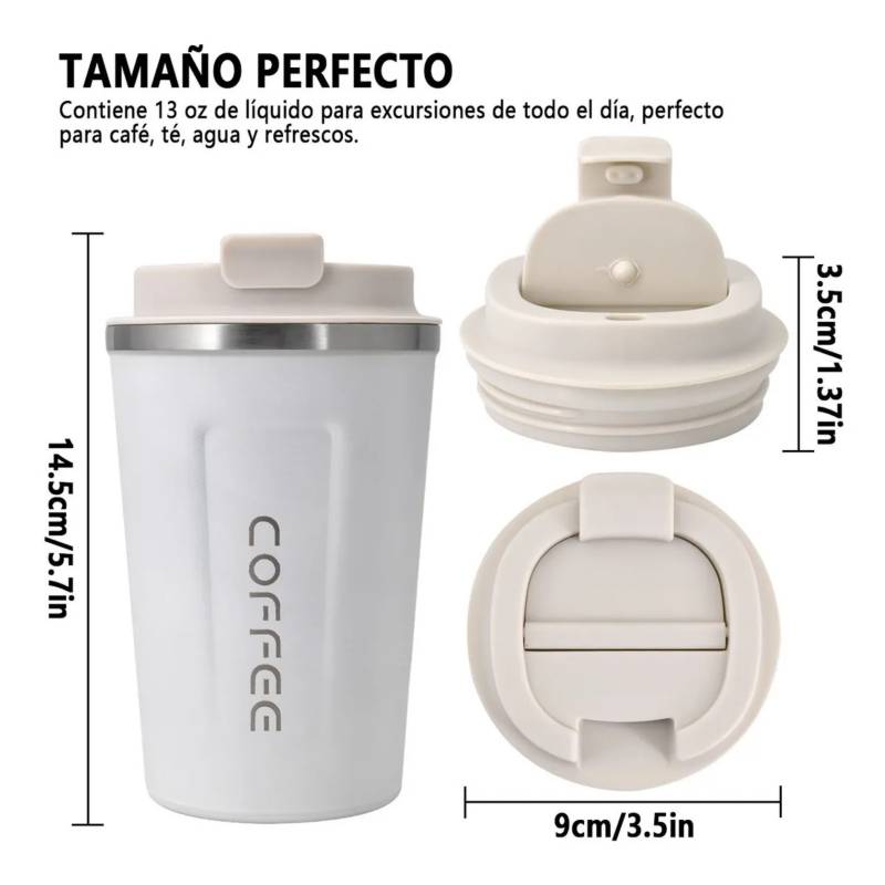 GENERICO Blanco Vaso Termico Portátil de doble capa de acero inoxidable café