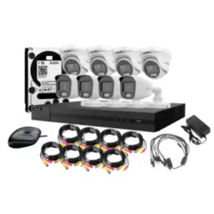 HILOOK - Kit 8 Camaras Hilook Audio Smart Dual Light Metal 3K 4 Bala 4 Domo