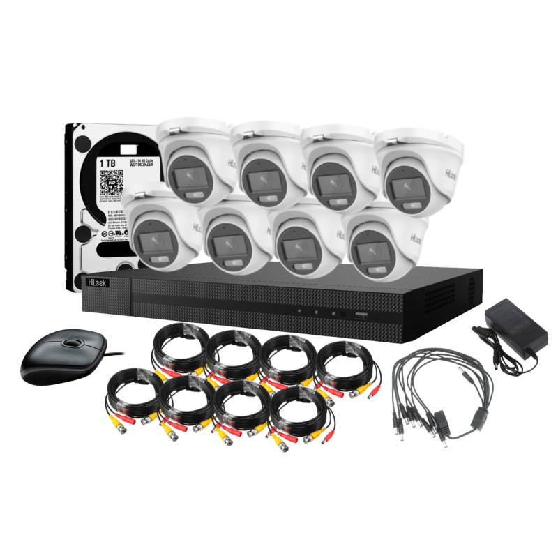 HILOOK - Kit 8 Camaras Hilook Audio Smart Dual Light Metal 3K 8 Domo