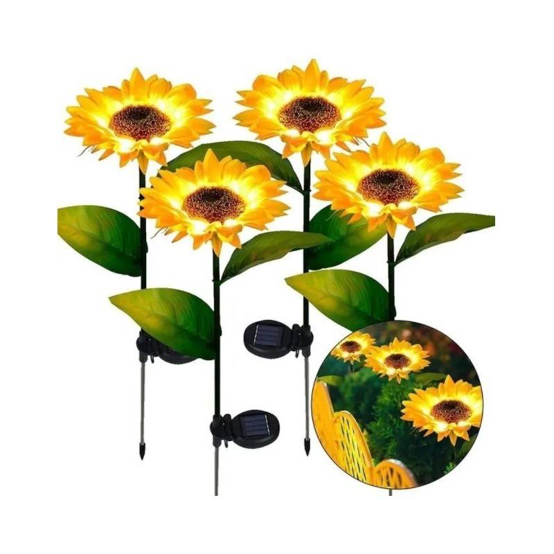 GENERICO Pack X2 Flor Solar Led Girasol 80cm Decoración Exterior |  