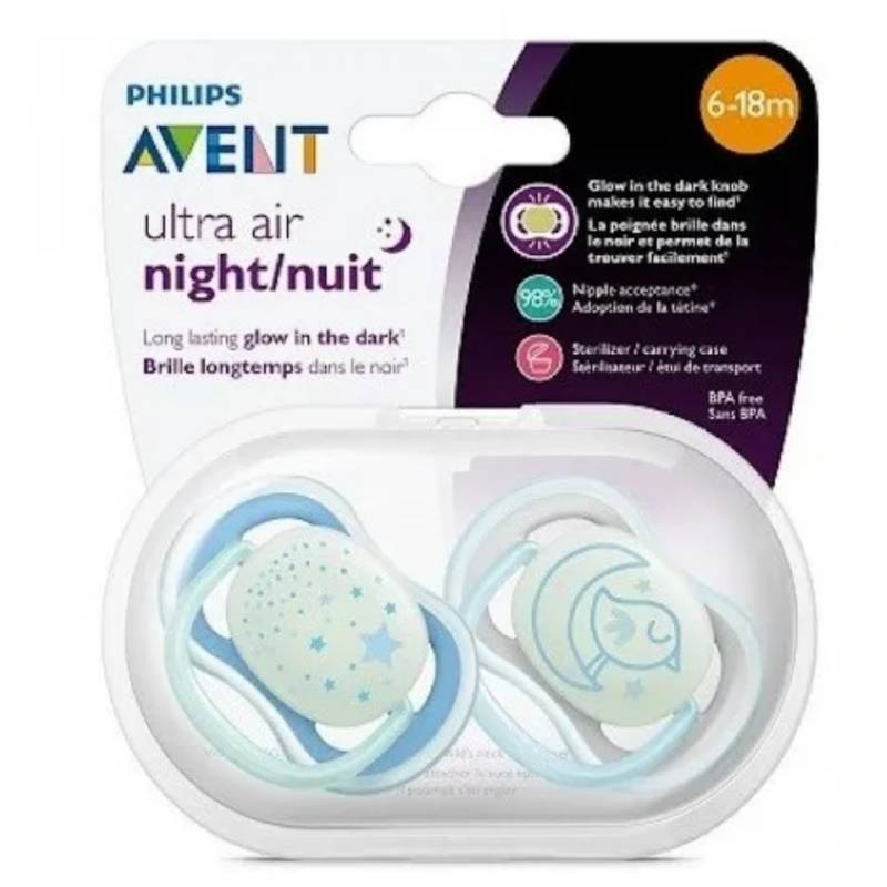 PHILIPS Philips Avent Chupete Ultra Air Night Celeste 6- 18 Meses