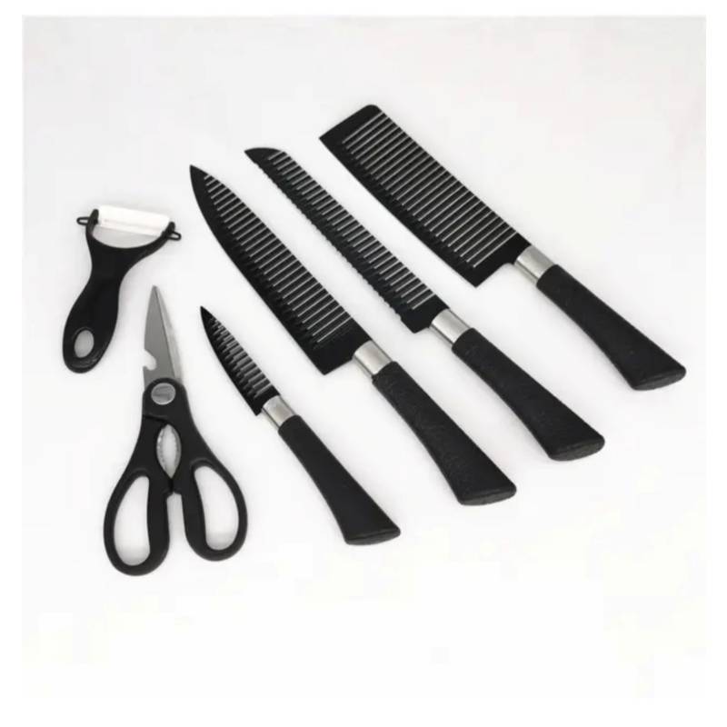 Set Juego Cuchillos 6 Piezas Acero Inoxidable Antideslizante