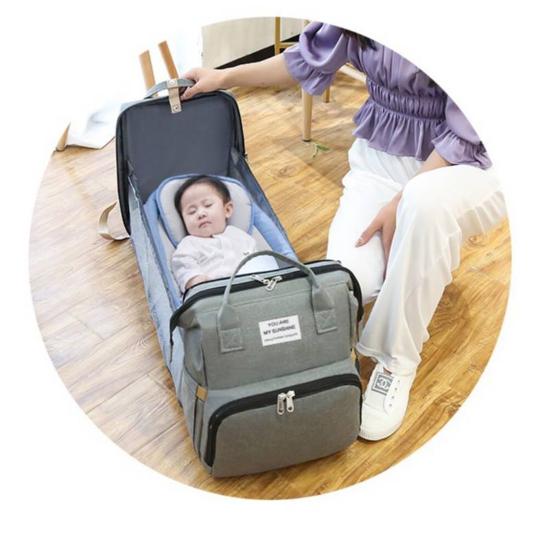 Comprar Bolsa de mamá para dormir plegable para bebé, mochila para pañales,  mochila multifuncional para pañales de gran capacidad