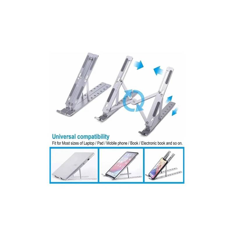 GENERICO Alzador Aluminio Notebook Plegable Soporte Elevador Pc