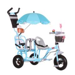 CRUSEC - Triciclo Infantil Doble Asiento Paseador Cochecito 4 En 1