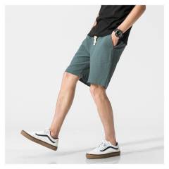 VATYERTY - Pantalones de playa de lino de cinco puntos sueltos para jóvenes-verde