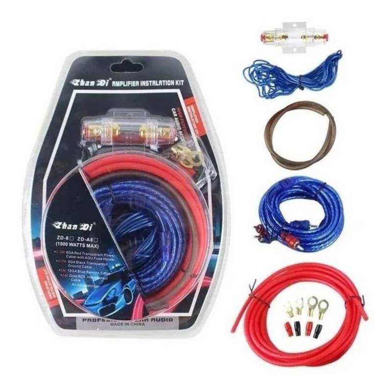 Kit Cables Para Amplificador Subwoofer 1500w Auto / 213004 GENERICO