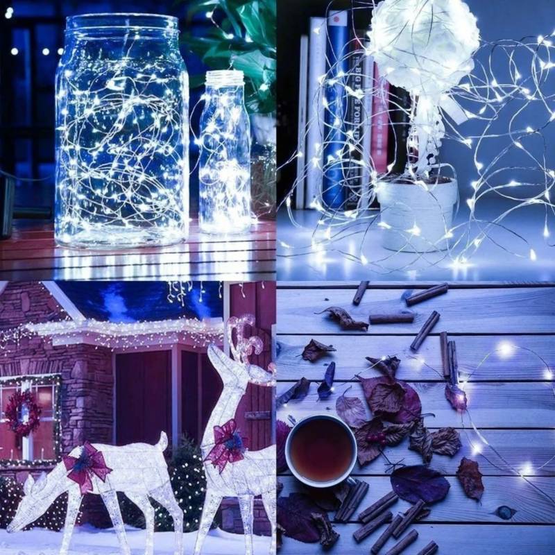 Lámpara Solar Luces Tira Led Al Aire 12 Mts 100 Led Navidad - Disparo