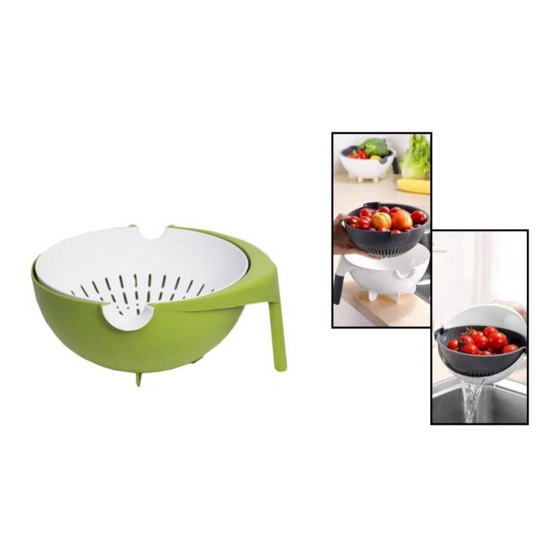 Bowl Rallador Colador Verduras Giratorio Escurridor Cocina