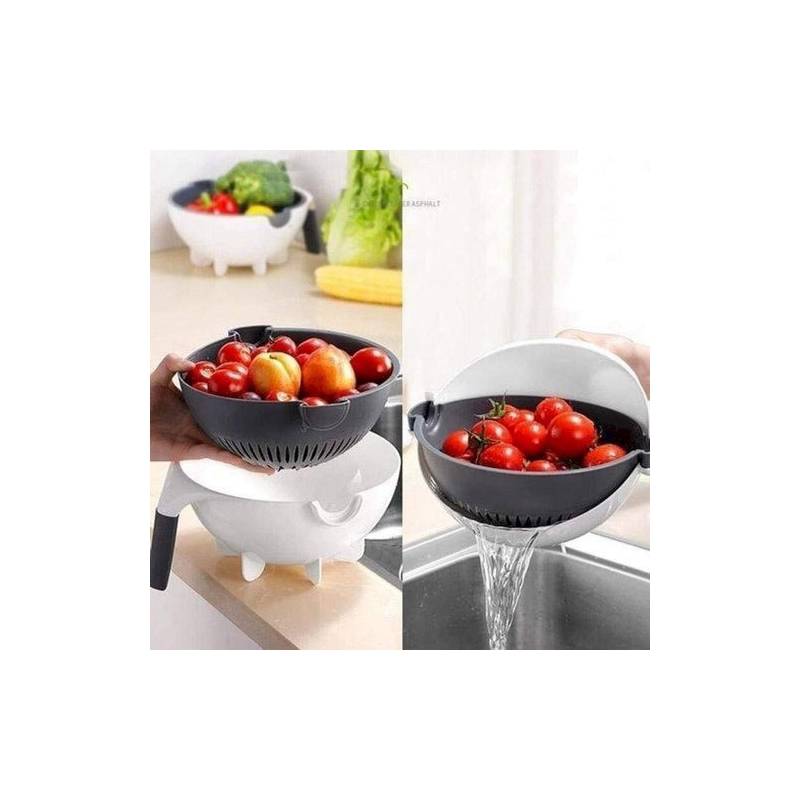 Bowl Rallador Colador Verduras Giratorio Escurridor Cocina