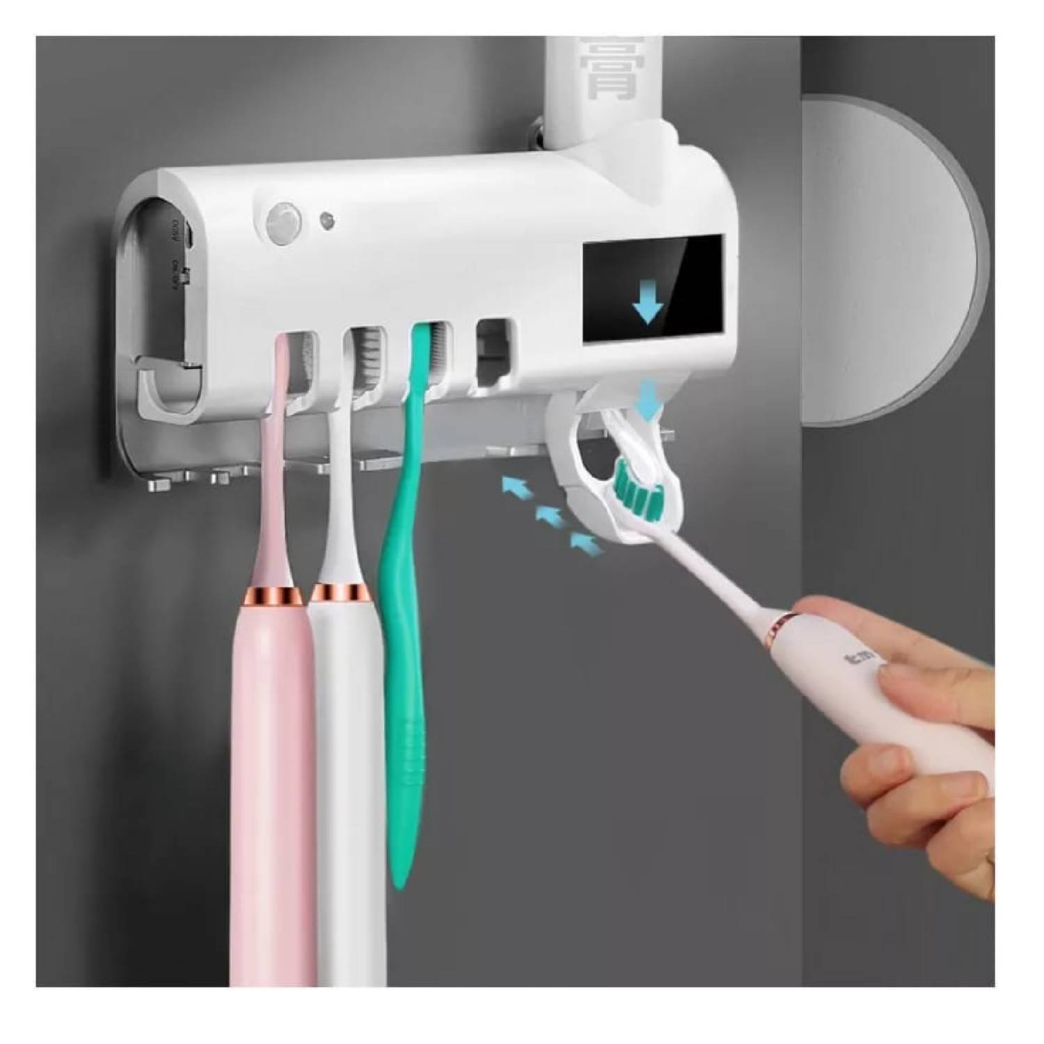  Dispensador automático de pasta de dientes, dispensador de pasta  de dientes con sensor, esterilizador montado en la pared, dispensador de  pasta de dientes eléctrico UV, dispensador de pasta de dientes adecuado