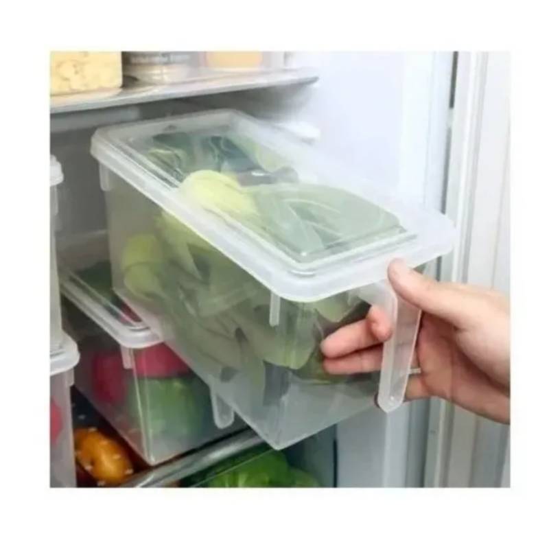 GENERICO Organizador Refrigerador Transparente Con Tapa Y Mango