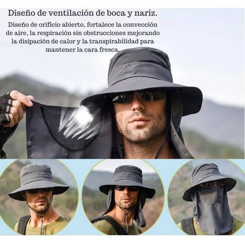 GENERICO Sombrero Gorro 3 En 1 Para Sol Guarda Polvo Trekking Pesca Negro