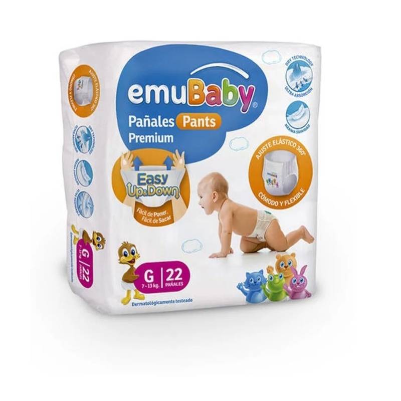 EMUBABY - Pañal Emubaby Pants Premium - Pull Up - Talla G - 22 Uds.