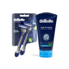 GILLETTE - Pack Afeitado Cuerpo Gillette Máquina Desechable X 2ud+crema