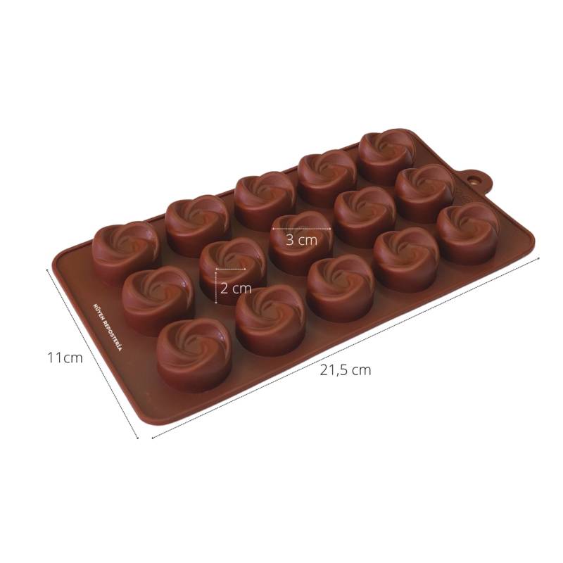 Molde silicona bombon chocolate 3 formas