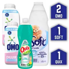 OMO - Pack Detergente para Diluir  Quix  Suavizante Soft Oferta