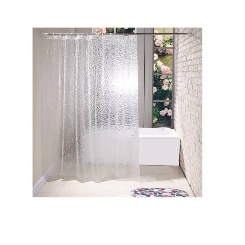 CARIBEE Cortina Forro De Baño Transparente Impermeable + 12 Argollas