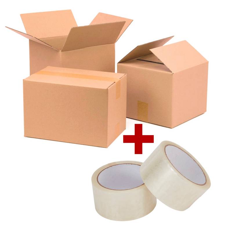GENERICO Pack de Mudanza 10 Cajas de Cartón + 2 Cintas Adhesivas