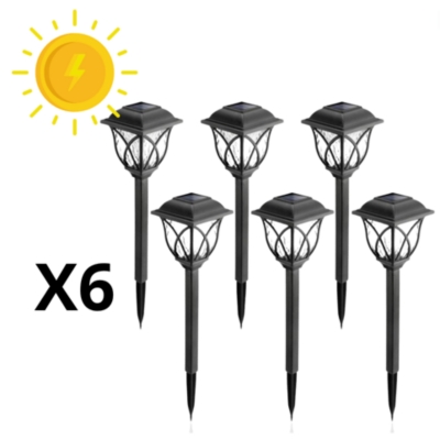 Pack X6 Farol Solar Exterior Para Jardin Estaca Solar Led