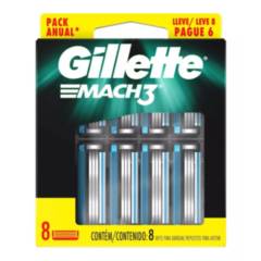 GILLETTE - Repuestos de Afeitadora Gillette Mach3 8 Unidades