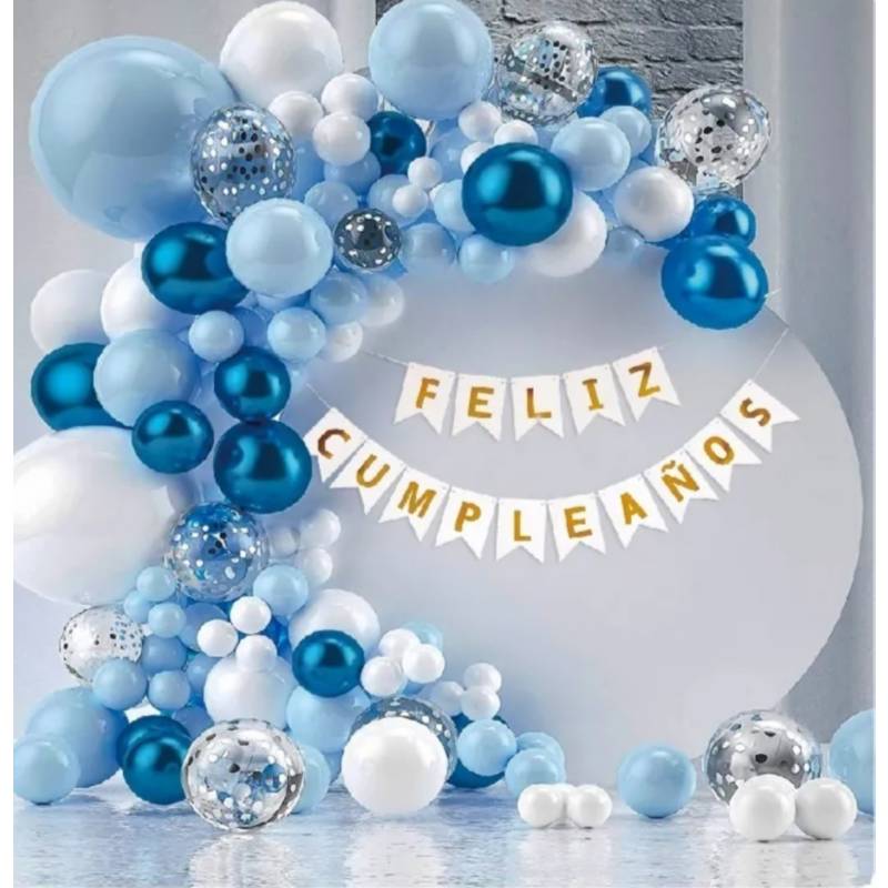 GENERICO Decoración Cumpleaños Azul y Blanco