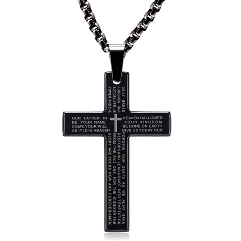 Collar Cadena Para Hombre Acero Inoxidable Cruz Oración 60cm | falabella.com