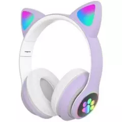BOCCINI - Audifonos Bluetooth Orejitas De Gato Con Luz LIla