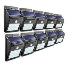 GENERICA - Pack De 10 Mini Foco Solar 30 Led Con Sensor De Movimiento