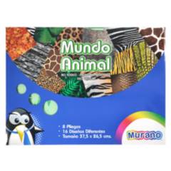 MURANO - Carpeta Con Papel Mundo Animal 8 Hojas 25 X 35 Cm Murano