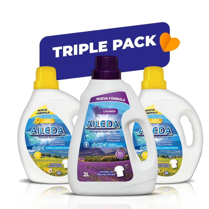 AILEDA - Pack 3 Detergentes AILEDA 2L Lavanda  y Flores tropicales