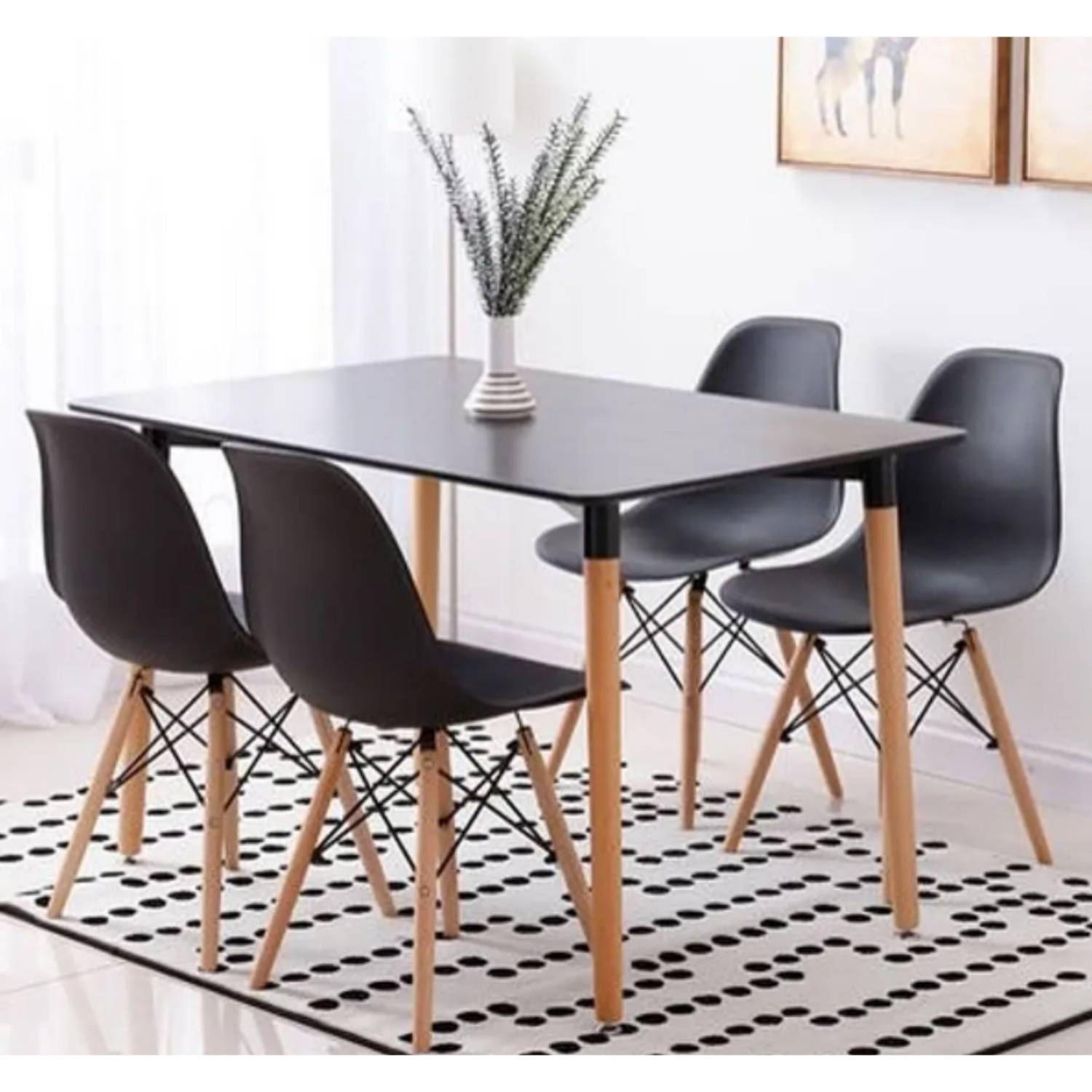 Juego De Comedor Mesa 120cm + 4 Sillas Eames